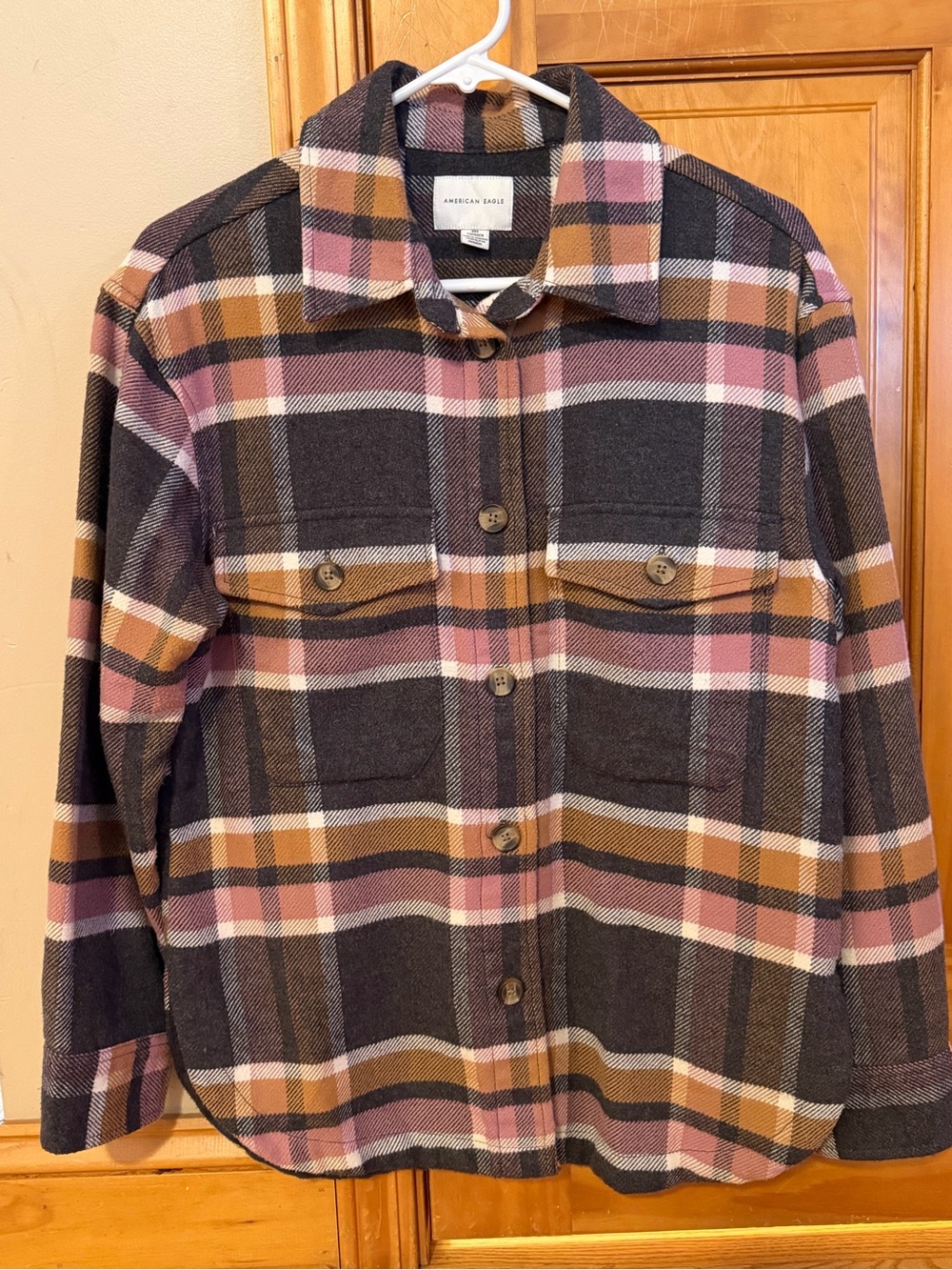 American Eagle Flannel Shirt Jacket Oversized Women Size XXS